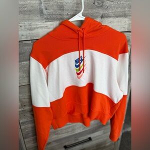 Nike Women's Orange and White Hoodie